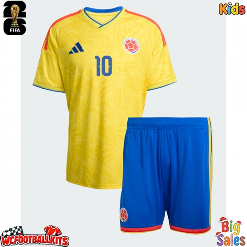 Colombia James Rodriguez #10 Replica Home Stadium Kit for Kids World Cup 2026 Short Sleeve (+ pants)